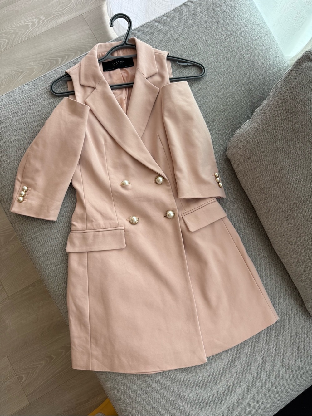 Zara Blush Pink Cold-Shoulder Blazer Dress